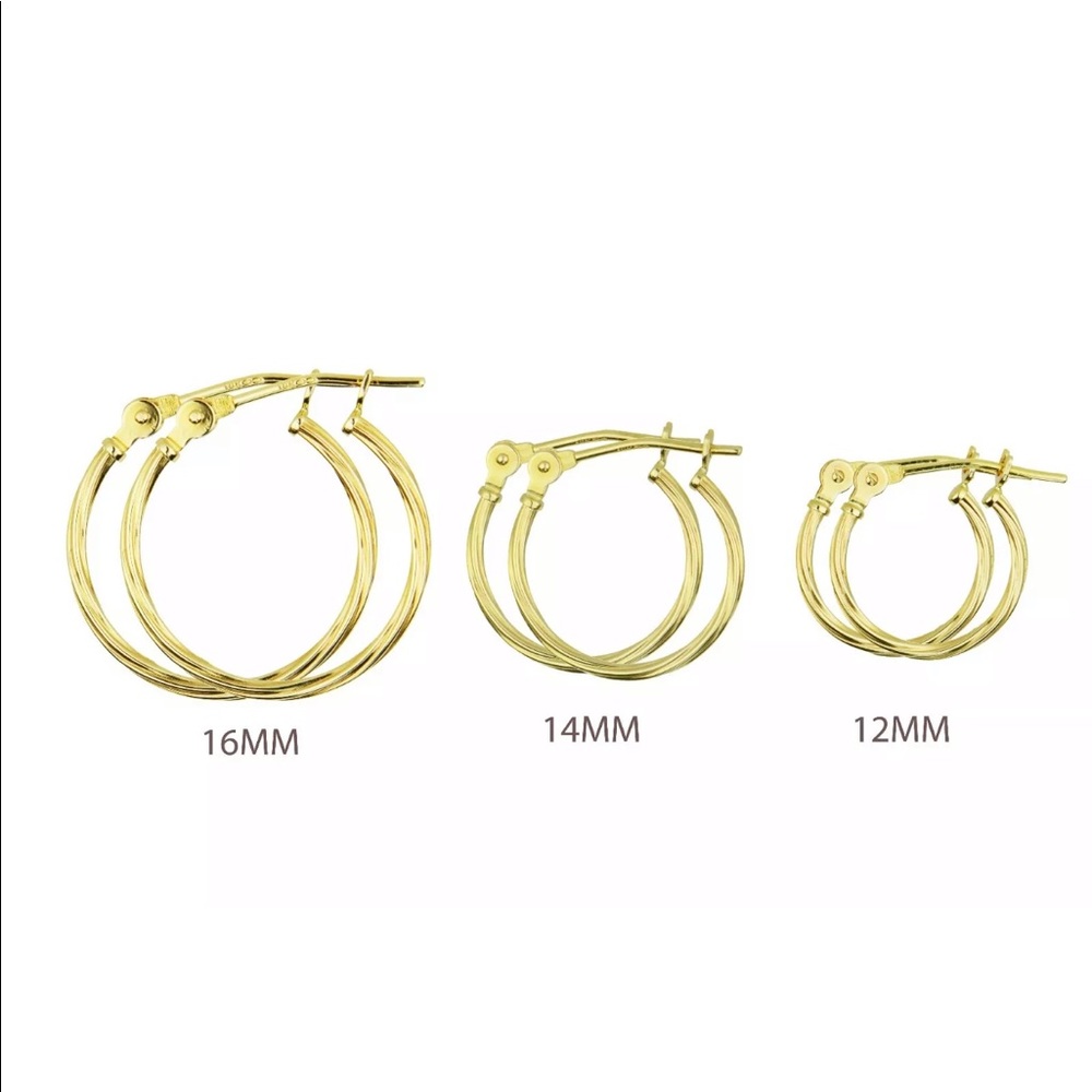 14k Solid Yellow/White Gold Twist Hoop Earrings.